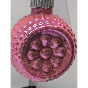 VTG Shiny Brite Hot Pink Bumpy Glass Double Indent Christmas Ornament 2.5''